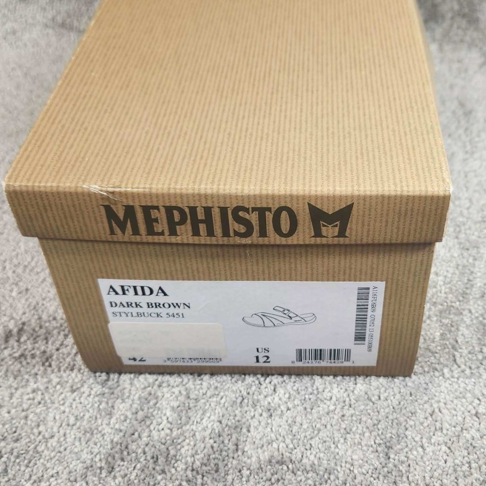 Mephisto Afida Sandals Dark Brown Nubuck Leather Cork Footbed Womens Size 12 - Picture 2 of 16